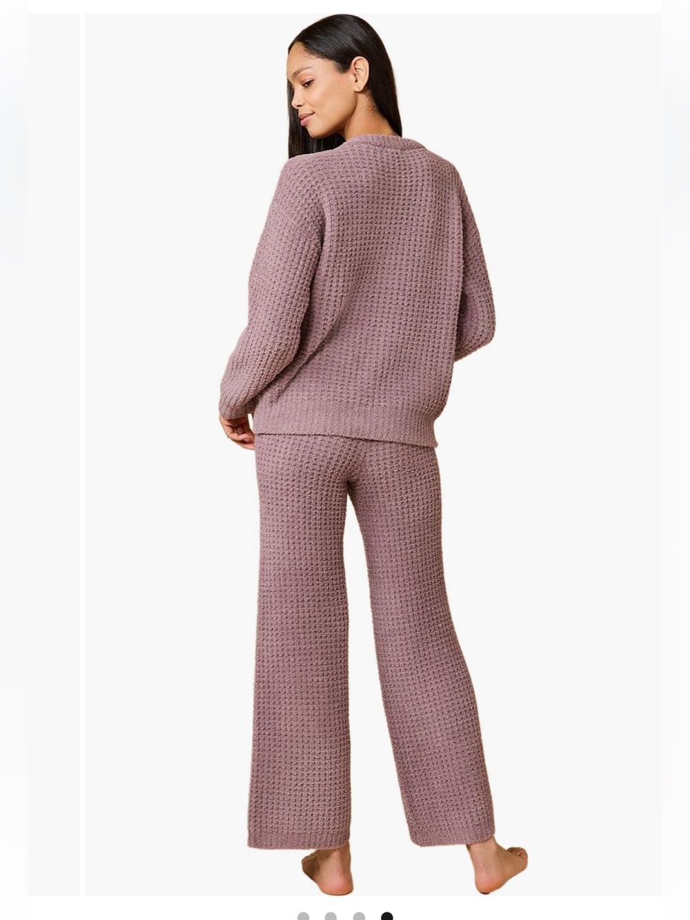 NWT Softies Cozy V-Neck Waffle Knit Pajama Set in Driftwood size M - Picture 4 of 8